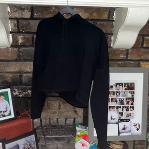 Ambiance Black Cropped Hoodie with strings